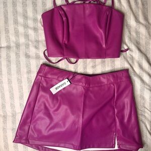 Garage Fuchsia Crop Top and Skirt Set